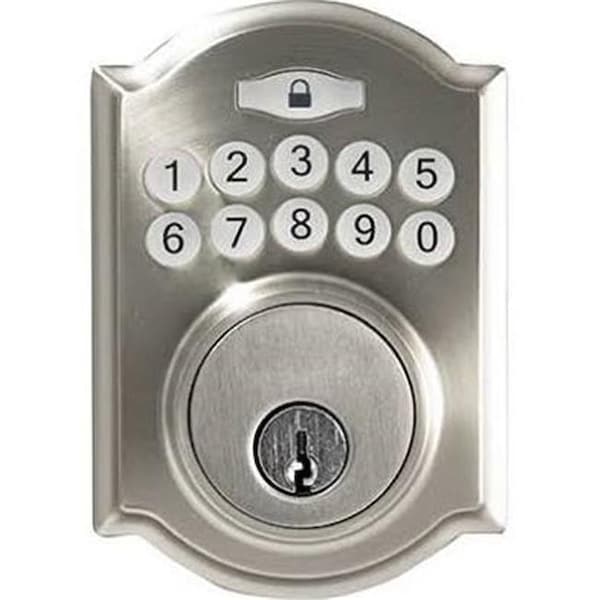 Taiwan Fu Hsing Industrial 221753 Tru-Guard Castle Electronic Deadbolt Lock; Stain Nickel 221753 - main